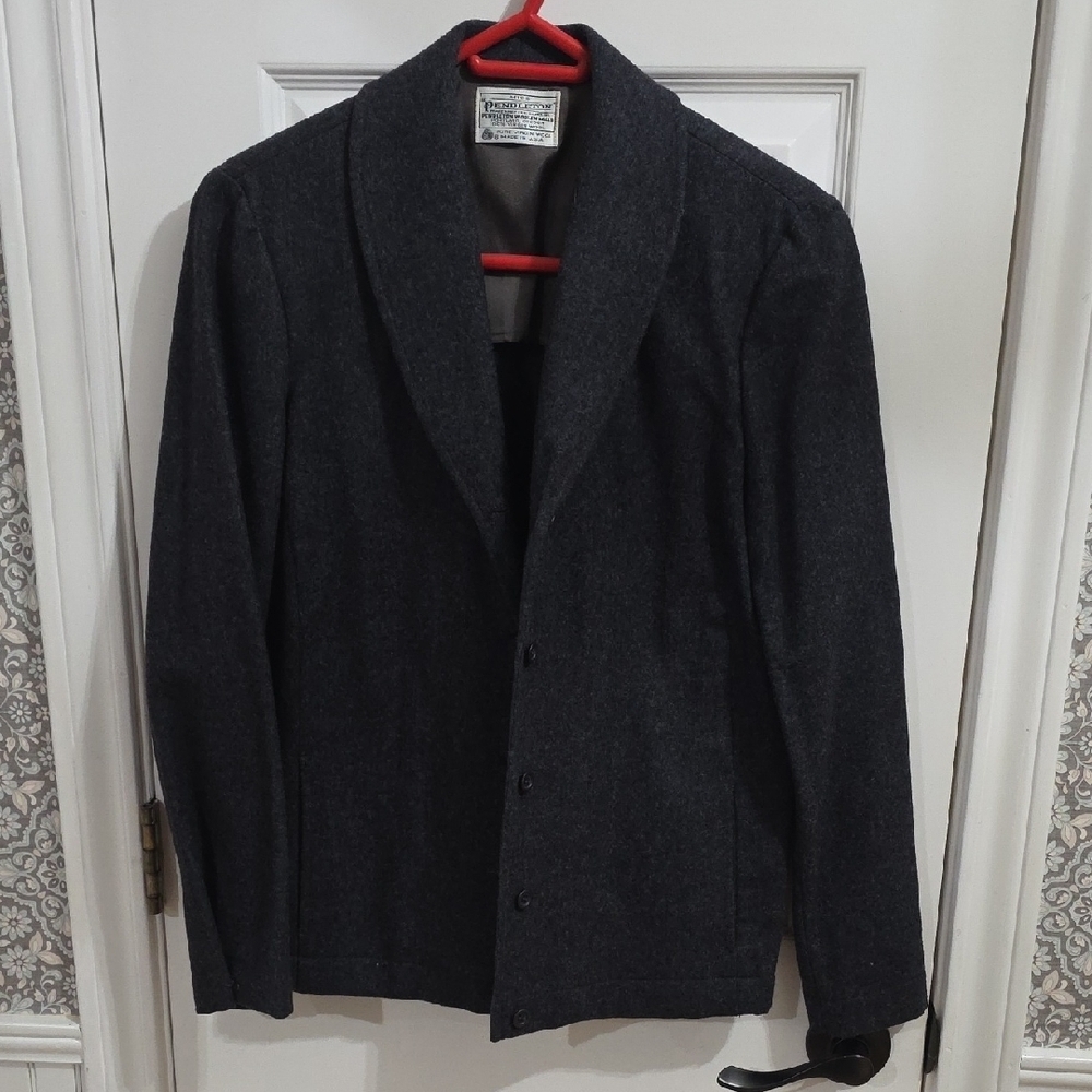 Miss Pendleton Vintage 100% Virgin Wool Made In USA Blazer Gray Black Size Med - Picture 1 of 10